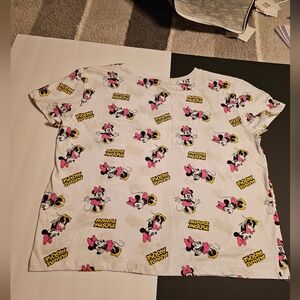 Disney Minnie Mouse White and Pink Womens Shirt